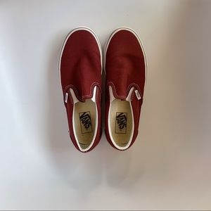 Maroon / Red Slip On Vans — Size 8.5 Women’s